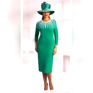 Rare Lily and Taylor 788 Rhinestone Top Knit Church Dress Size L